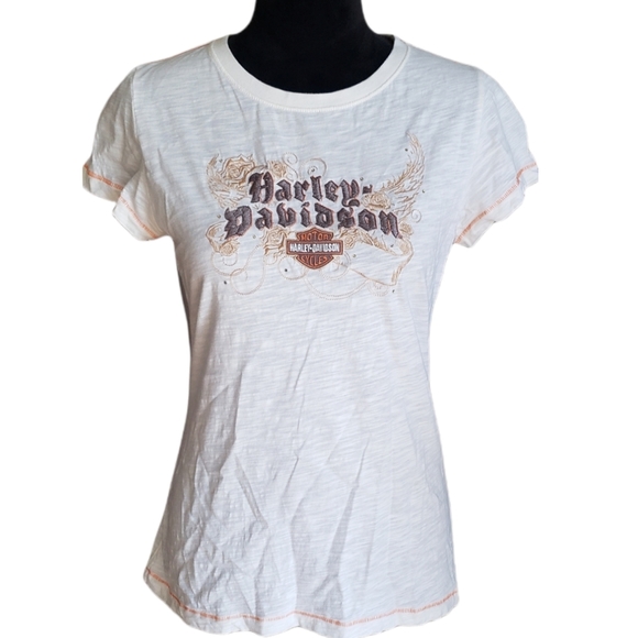 Harley-Davidson Tops - Harley-Davidson Boerne, Texas Embroidered Ivory Tee